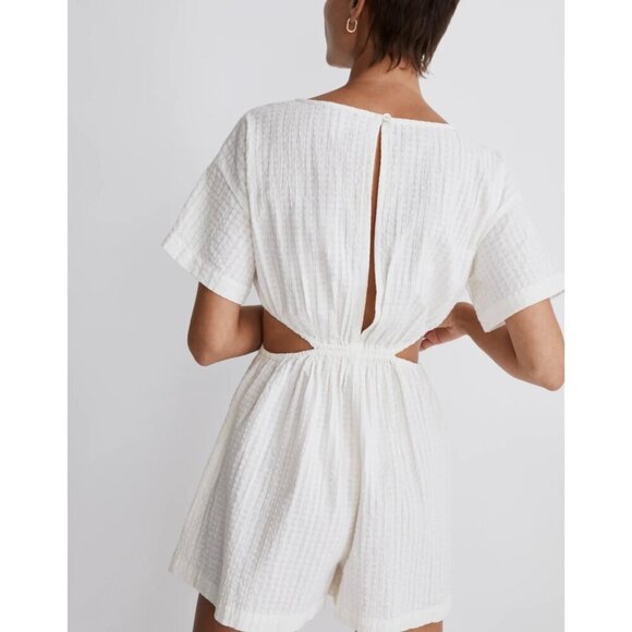 Madewell Cutout Romper in Seersucker White - Size Small - Picture 6 of 6